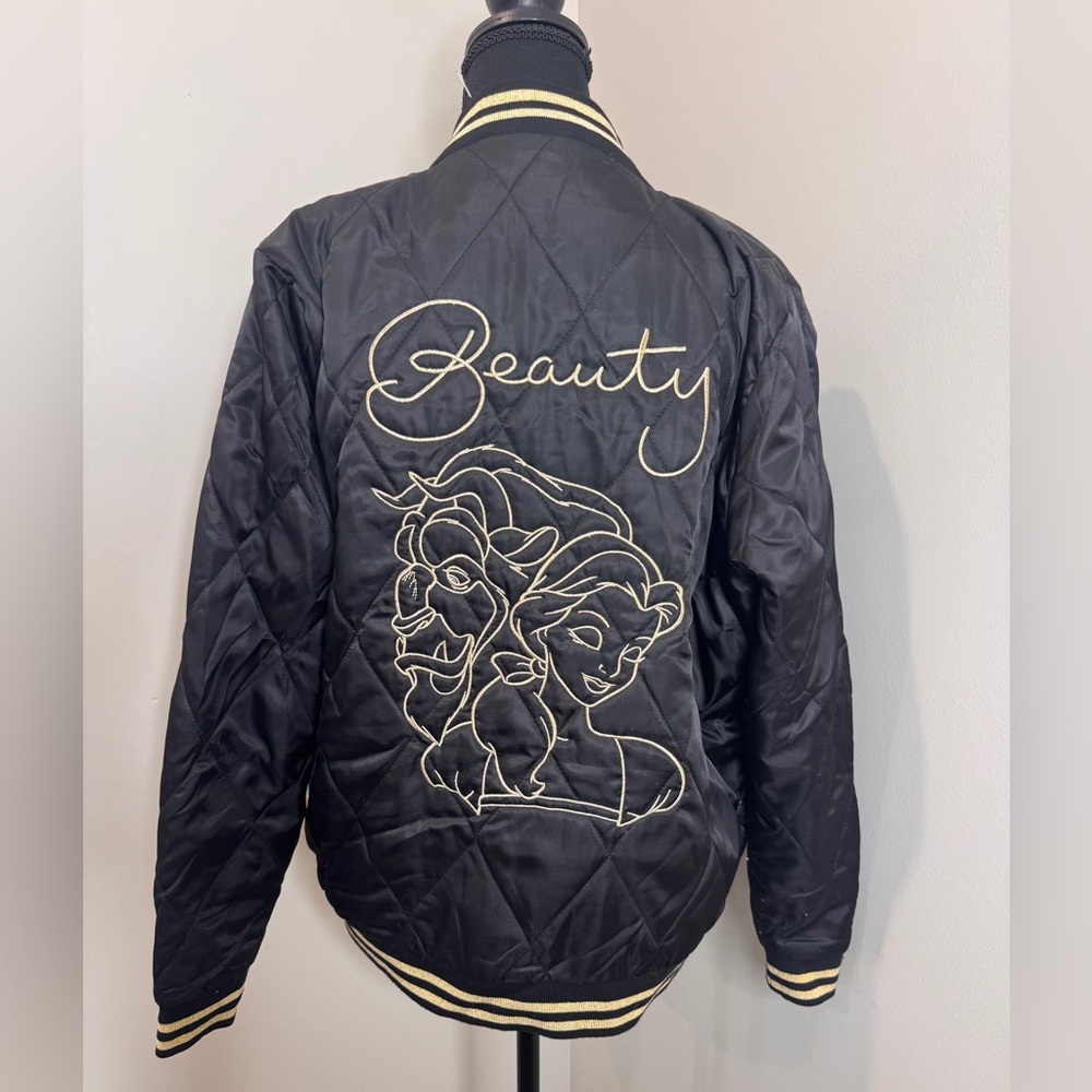 MINKPINK Disney Beauty & Beast Quilted Bomber Jacket Large Disneycore‎